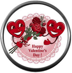 Smiling Hearts With Roses Happy Valentines Day Celebrate Holiday 18MM - 20MM Snap Jewelry Charm