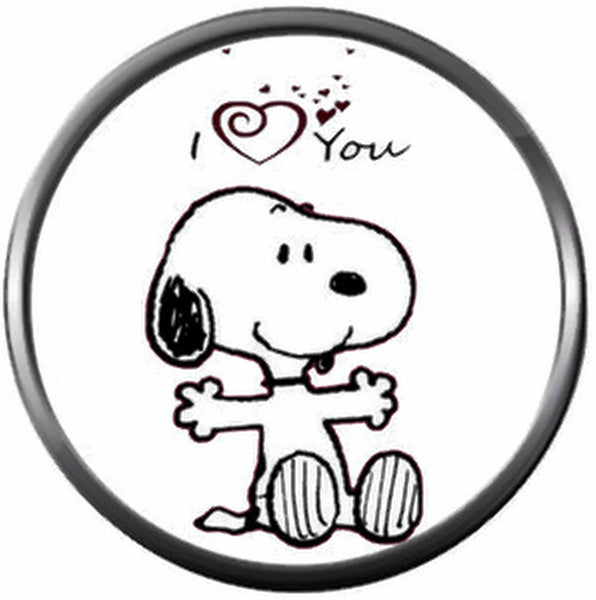I Love You Heart Snoopy Hugs Happy Valentines Day Celebrate Holiday 18MM - 20MM Snap Jewelry Charm