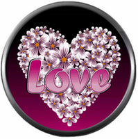 Pink Love Flower Heart Happy Valentines Day Celebrate Holiday 18MM - 20MM Snap Jewelry Charm