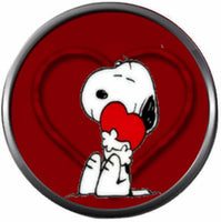 Snoopy Hugs Heart In Heart Happy Valentines Day Celebrate Holiday 18MM - 20MM Snap Jewelry Charm