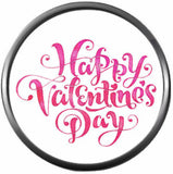 Love Pink Words Happy Valentines Day Celebrate Holiday 18MM - 20MM Snap Jewelry Charm