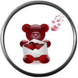 Bear With Envelope Of Hearts Happy Valentines Day Celebrate Holiday 18MM - 20MM Snap Jewelry Charm