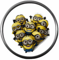 Despicable Me Minions In Shape Of Heart Happy Valentines Day Celebrate Holiday 18MM - 20MM Snap Jewelry Charm