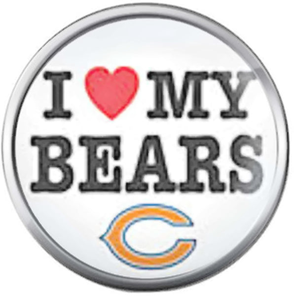 I Love My Bears Heart Chicago NFL Football Fan Team Spirit 18MM - 20MM Snap Jewelry Charm