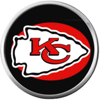 Kansas City Chiefs NFL Logo On Black Football Lovers Team Spirit 18MM - 20MM Snap Jewelry Charm