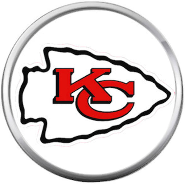 Kansas City Chiefs NFL Logo On White Football Lovers Team Spirit 18MM - 20MM Snap Jewelry Charm