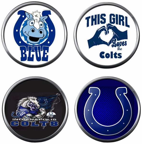 Set of 4 Indianapolis Colts Blue Horseshoe Logo NFL  18MM - 20MM Snap Jewelry Charms New Item