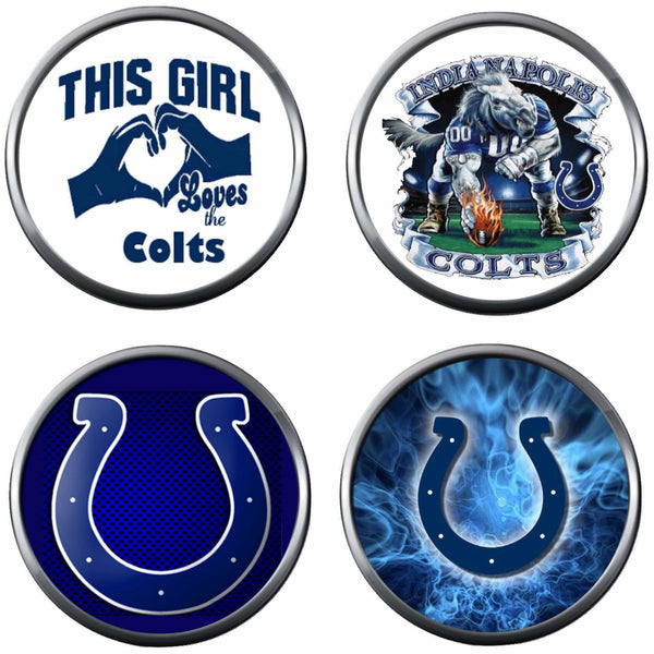 Set of 4 Indianapolis Colts Love Horseshoe Logo NFL  18MM - 20MM Snap Jewelry Charms New Item