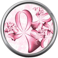 Beautiful Pink Breast Cancer Ribbon Survivor Cure By Awareness 18MM - 20MM Snap Jewelry Charm