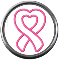 Pink Heart Breast Cancer Ribbon Survivor Hope Cure By Awareness 18MM - 20MM Snap Jewelry Charm