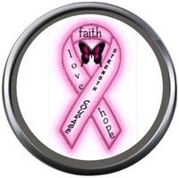 Pink Strength Home Love Courage Butterfly Breast Cancer Ribbon Survivor Cure By Awareness 18MM - 20MM Snap Jewelry Charm
