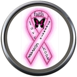 Pink Strength Home Love Courage Butterfly Breast Cancer Ribbon Survivor Cure By Awareness 18MM - 20MM Snap Jewelry Charm