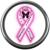 Pink Strength Home Love Courage Butterfly Breast Cancer Ribbon Survivor Cure By Awareness 18MM - 20MM Snap Jewelry Charm