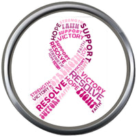 Hope Support Fight Pink Breast Cancer Ribbon Survivor Cure By Awareness 18MM - 20MM Snap Jewelry Charm