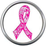 Paisley Pink Breast Cancer Ribbon Survivor Cure By Awareness 18MM - 20MM Snap Jewelry Charm