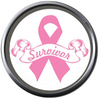 Survivor Banner Save The Tatas Pink Breast Cancer Ribbon Survivor Cure By Awareness 18MM - 20MM Snap Jewelry Charm
