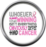 Winning Is Everything Pink Breast Cancer Ribbon Survivor Cure By Awareness 18MM - 20MM Snap Jewelry Charm