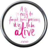 How Precious To Be Alive Pink Breast Cancer Ribbon Survivor Cure By Awareness 18MM - 20MM Snap Jewelry Charm