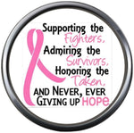 Support Advise Hope Honor Pink Breast Cancer Ribbon Survivor Cure By Awareness 18MM - 20MM Snap Jewelry Charm