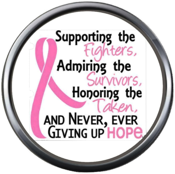 Support Advise Hope Honor Pink Breast Cancer Ribbon Survivor Cure By Awareness 18MM - 20MM Snap Jewelry Charm