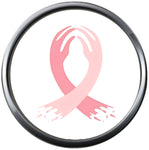 Healing Hands Pink Breast Cancer Ribbon Survivor Cure By Awareness 18MM - 20MM Snap Jewelry Charm