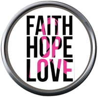 Faith Hope Love Save The Tatas Pink Breast Cancer Ribbon Survivor Cure By Awareness 18MM - 20MM Snap Jewelry Charm