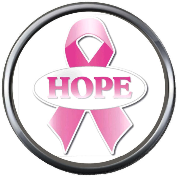 Hope Banner Save The Tatas Boobies Pink Breast Cancer Ribbon Survivor Cure By Awareness 18MM - 20MM Snap Jewelry Charm