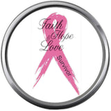 Faith Survivor Hope Love Save The Tatas Boobies Pink Breast Cancer Ribbon Survivor Cure By Awareness 18MM - 20MM Snap Jewelry Charm