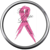 Faith Hope Love Survive Ribbon Tree Of Life Breast Cancer Awareness Support Cure For All Pendant Necklace  W/2 18MM - 20MM Snap Charms