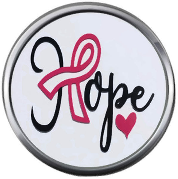 Hope Pink Breast Cancer Ribbon Survivor Cure By Awareness 18MM - 20MM Snap Jewelry Charm