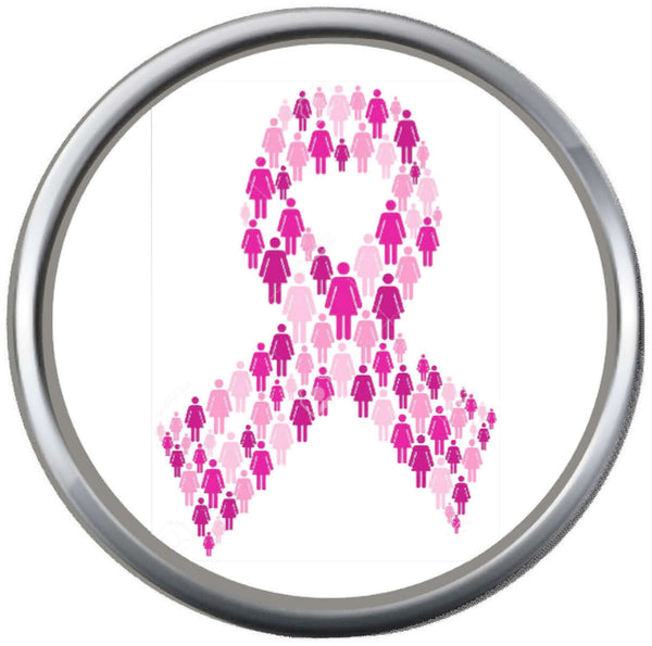People In Ribbon Save The Tatas Boobies Pink Breast Cancer Ribbon Survivor Cure By Awareness 18MM - 20MM Snap Jewelry Charm