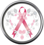 Heart Design Around Ribbon Save The Tatas Boobies Pink Breast Cancer Ribbon Survivor Cure By Awareness 18MM - 20MM Snap Jewelry Charm