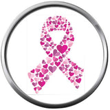 Hearts In Ribbon Save The Tatas Boobies Pink Breast Cancer Ribbon Survivor Cure By Awareness 18MM - 20MM Snap Jewelry Charm