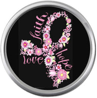 Faith Love Hope On Black Save The Tatas Boobies Pink Breast Cancer Ribbon Survivor Cure By Awareness 18MM - 20MM Snap Jewelry Charm