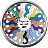 Together We Will Win All Cancer Ribbons 18MM - 20MM Fashion Snap Jewelry Charm