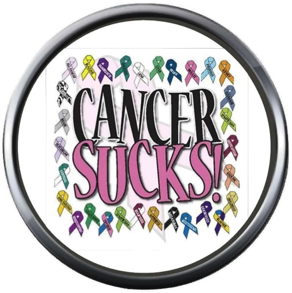 Cancer Sucks Ribbons Hope For All Cancer Support Cure Awareness 18MM - 20MM Snap Jewelry Charm