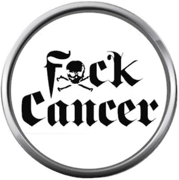 Skull and Bones F*ck Cancer Hope For All Cancer Support Cure Ribbons Awareness 18MM - 20MM Snap Jewelry Charm