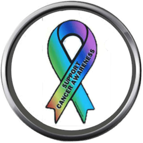 Support Awareness All Cancer Ribbon Colors Survivor Cure By Believe Support 18MM - 20MM Charm