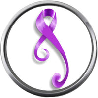 Purple Ribbon For All Cancer Support Cure Ribbons Awareness 18MM - 20MM Snap Jewelry Charm