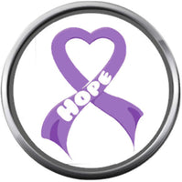 Purple Ribbon Hope For All Cancer Support Cure Ribbons Awareness 18MM - 20MM Snap Jewelry Charm