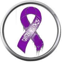Tattered Cancer Sucks Purple All Ribbon Survivor Cure By Awareness Believe Support 18MM - 20MM Charm