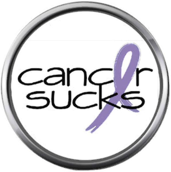 Cancer Sucks Purple Ribbon Survivor Hope For All Cancer Support Cure Awareness 18MM - 20MM Snap Jewelry Charm