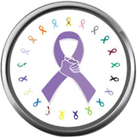 Purple Hands All Cancer Ribbon Colors Survivor Cure By Awareness Believe Support 18MM - 20MM Charm