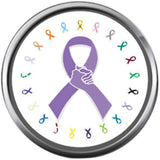 Cancer Sucks Hibiscus Purple Ribbon Breast Cancer Support Awareness Hope For A Cure Pendant Necklace  W/2 18MM - 20MM Snap Jewelry Charms