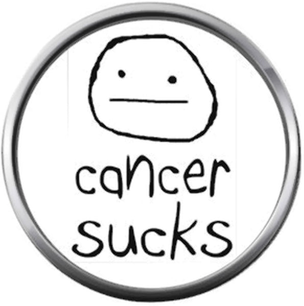 Cancer Sucks Frown Face Ribbon Survivor Hope For All Cancer Support Cure Awareness 18MM - 20MM Snap Jewelry Charm