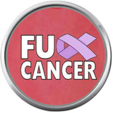 FU Cancer Purple Ribbon Survivor Hope For All Support Cure By Awareness 18MM - 20MM Snap Jewelry Charm
