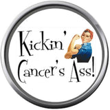 Kickin' Cancers Ass Cancer Ribbon Survivor Hope For All Support Cure Awareness 18MM - 20MM Snap Jewelry Charm