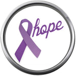 Hope Purple All Cancer Ribbon Survivor Cure By Awareness Believe Support 18MM - 20MM Charm