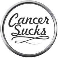 Black and White Cancer Sucks Ribbon Survivor Hope For All Support Cure By Awareness 18MM - 20MM Snap Jewelry Charm