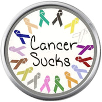 Cancer Sucks All Color Ribbons Survivor Hope For All Support Cure By Awareness 18MM - 20MM Snap Jewelry Charm